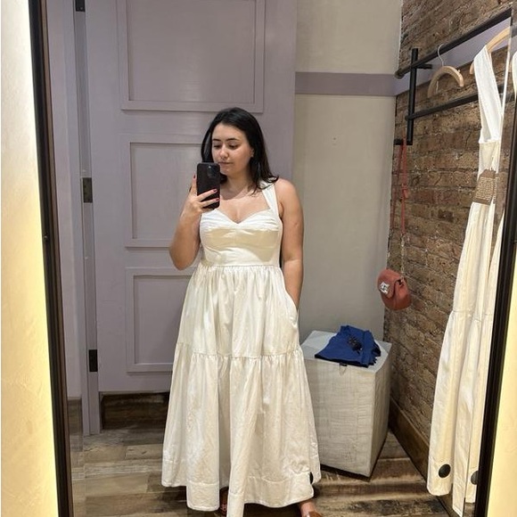 Anthropologie - Forever That Girl White Denim Sweetheart Dress. XS. NWT - Picture 6 of 10